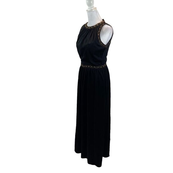 Vintage 60’s/70’s Union Made Black and Gold High‎ Neck Maxi Dress Size small - Picture 5 of 16